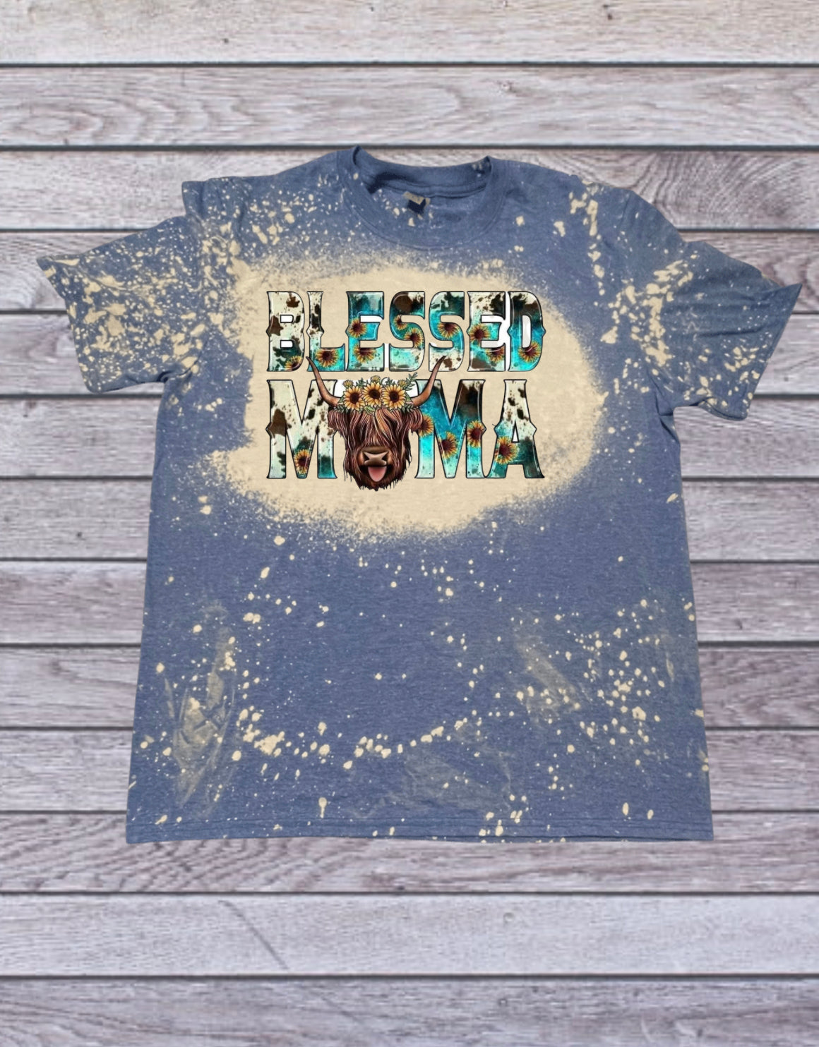 Bleached Blessed Mama Cow T-shirt